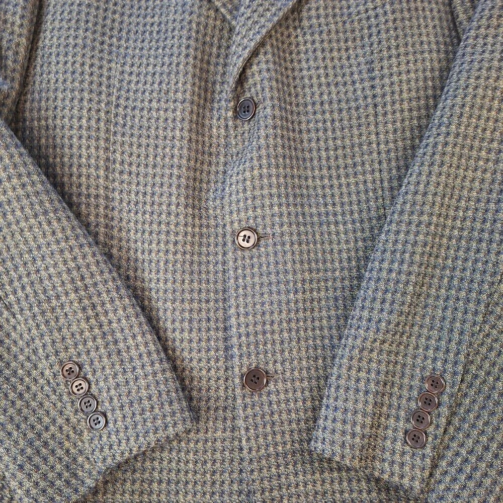 Vito Rufolo Suit Jacket Mens 46 Long Gray Wool Check Ventless 3 Button Italy